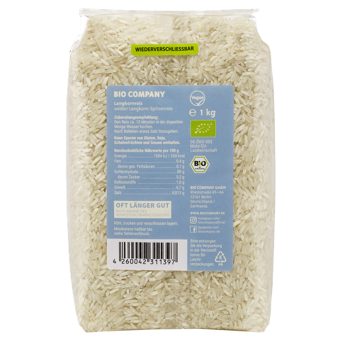 Biocompany Langkornreis 1KG