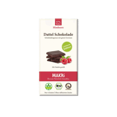 MAKRI Dattel Schokolade Himbeere 57% Kakao 85g