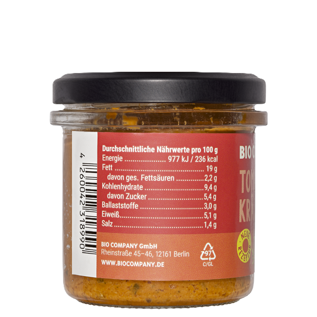 Biocompany Aufstrich Tomate Kräuter 135g