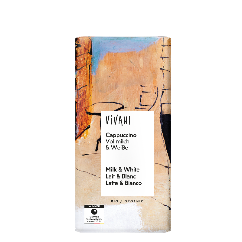 Vivani Cappuccino Vollmilch & Weiße Schokolade 100g