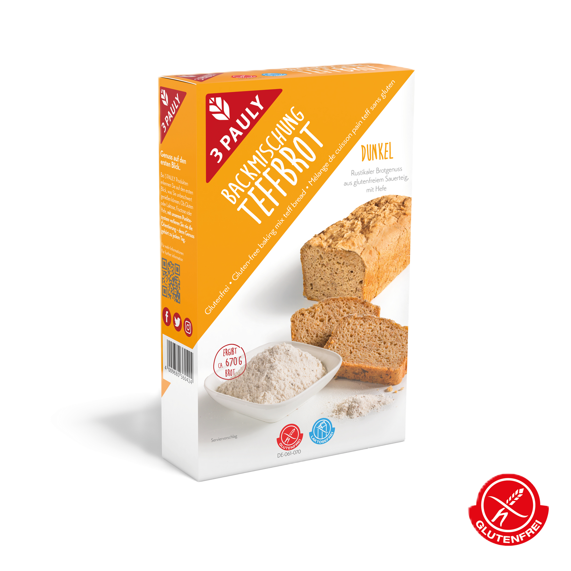 3Pauly Backmischung Teffbrot dunkel 407g