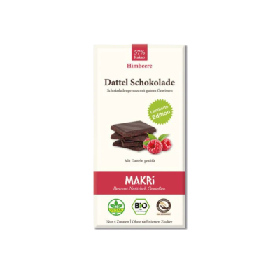 MAKRI Dattel Schokolade Himbeere 57% Kakao 85g