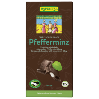 Rapunzel Zartbitter Schokolade mit Pfefferminzfüllung 100g