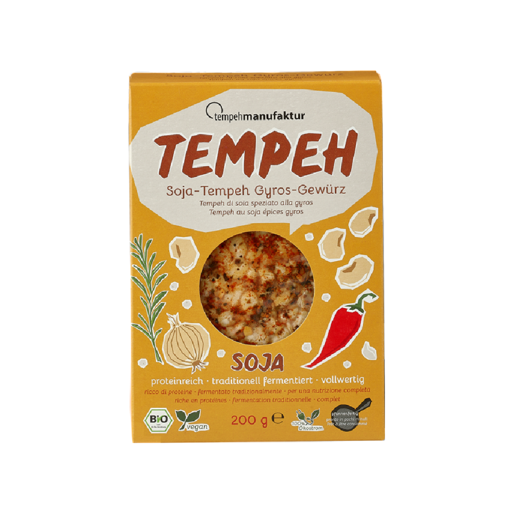 Tempeh mit Gyros-Gewürz 200g
