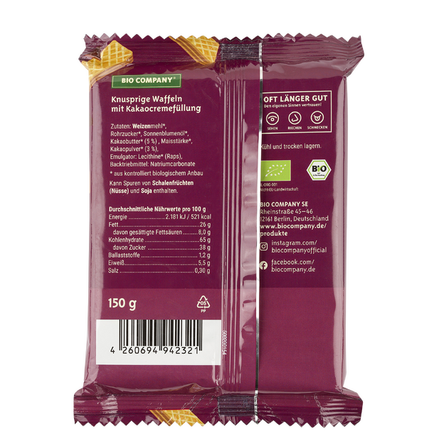 Biocompany Kakaowaffeln 150g