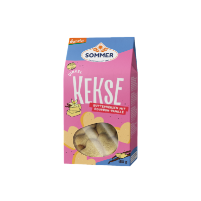 Sommer Dinkel Herzen Butterherzen mit Bourbon-Vanille demeter 150g