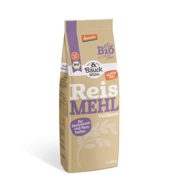 Bauck Reismehl Vollkorn glutenfrei Demeter 500g