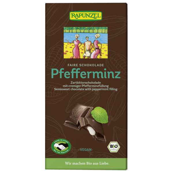 Rapunzel Zartbitter Schokolade mit Pfefferminzfüllung 100g