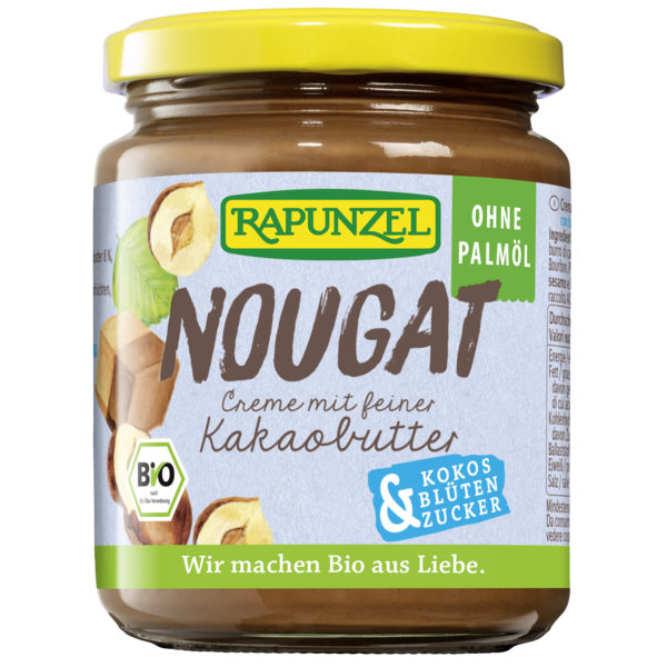 Rapunzel Nougat Creme, ohne Palmöl, mit Kokosblütenzucker 250g