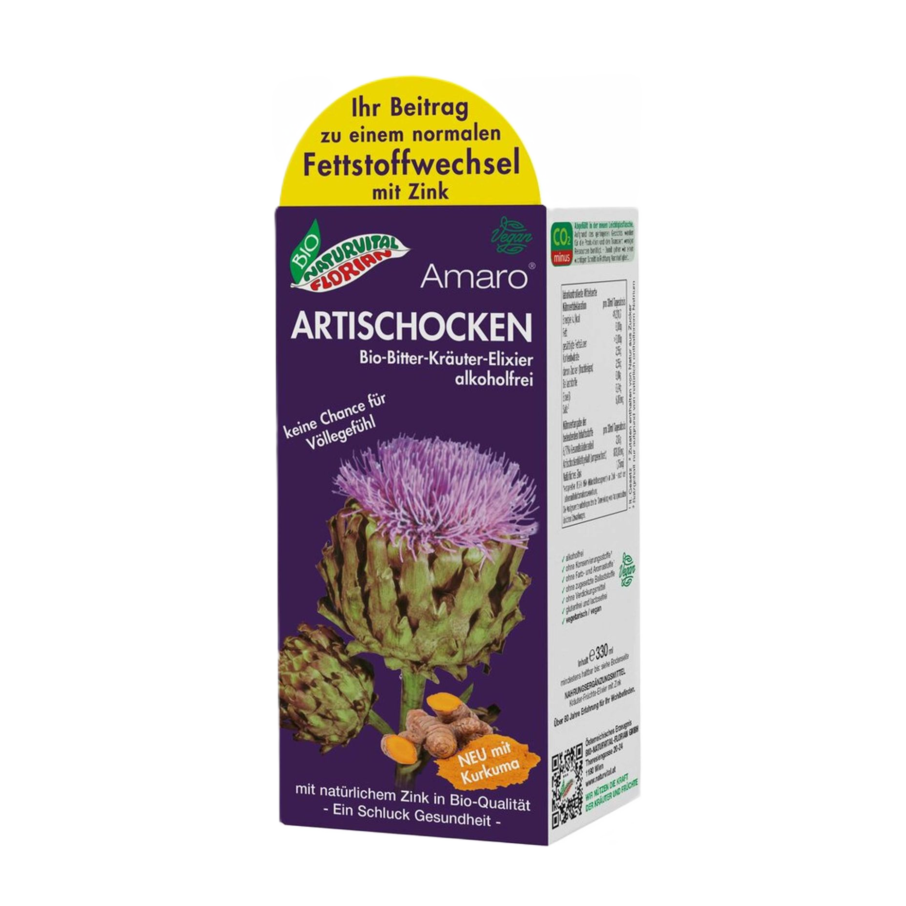Naturvital Amaro Artischocken Bitter Kräuter Elixier Bio 330ml
